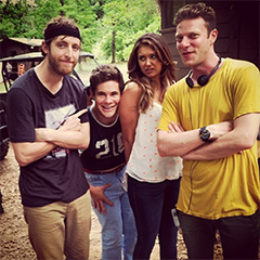 Todd and a few of his cast members between takes.