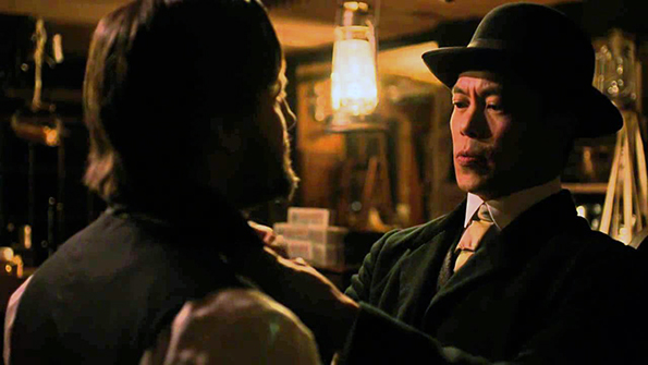 Byron Mann in a pivotal scene from AMC's "Hell On Wheels."