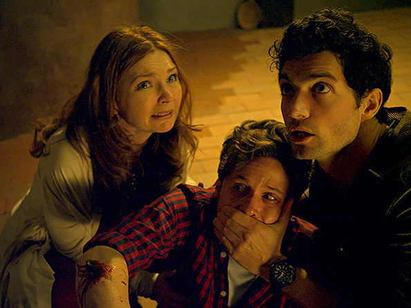 Brigid Brannagh as Becky Westlake, Kris Lemche as Alex Torini and David Alpay as Greg Abernathy in "They're Watching"