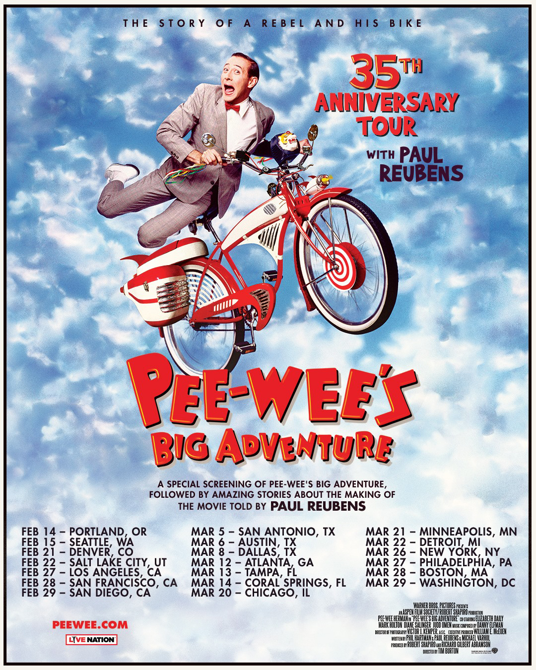 Paul Reubens to Headline U.S. Tour Celebrating 35th Anniversary of Pee-Wee's Big Adventure 35th Anniversary Tour