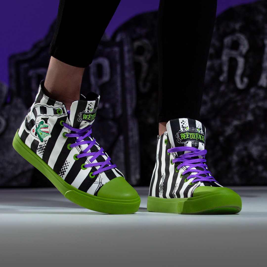 Unisex Beetlejuice Striped High Top Sneakers