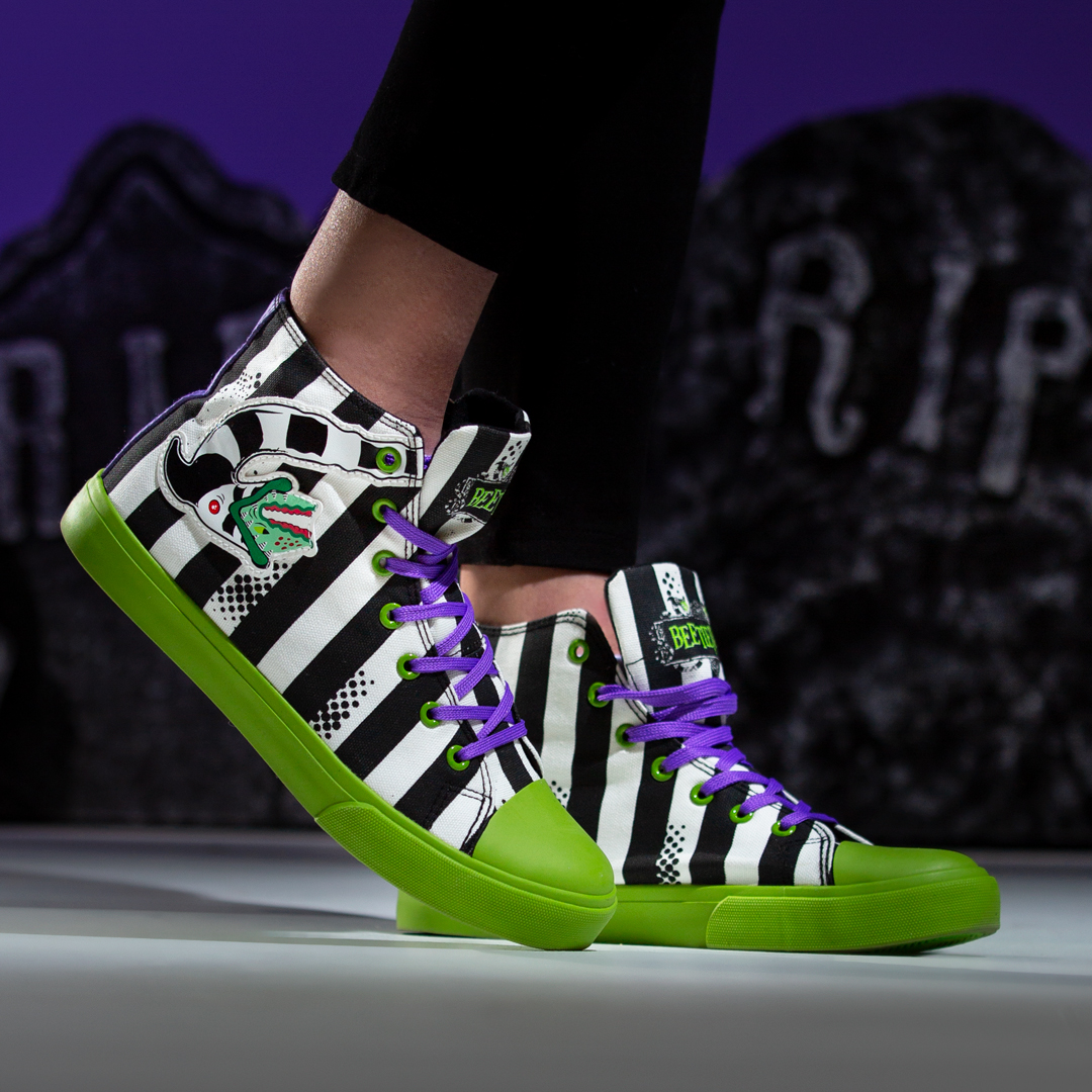 Unisex Beetlejuice Striped High Top Sneakers