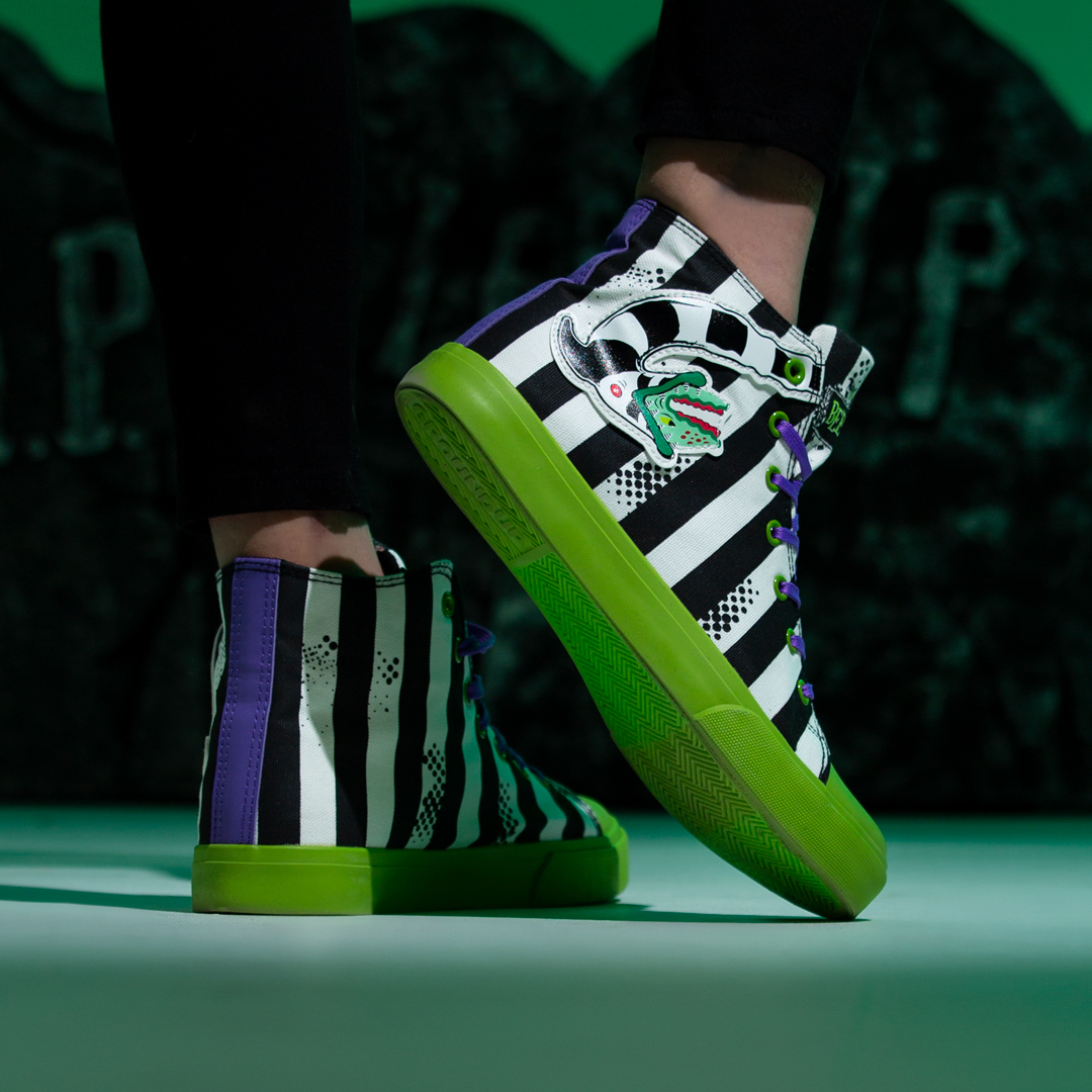 Unisex Beetlejuice Striped High Top Sneakers