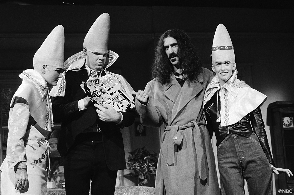 Jane Curtin, Dan Aykroyd, Frank Zappa and Laraine Newman on 'Saturday Night Live.' 