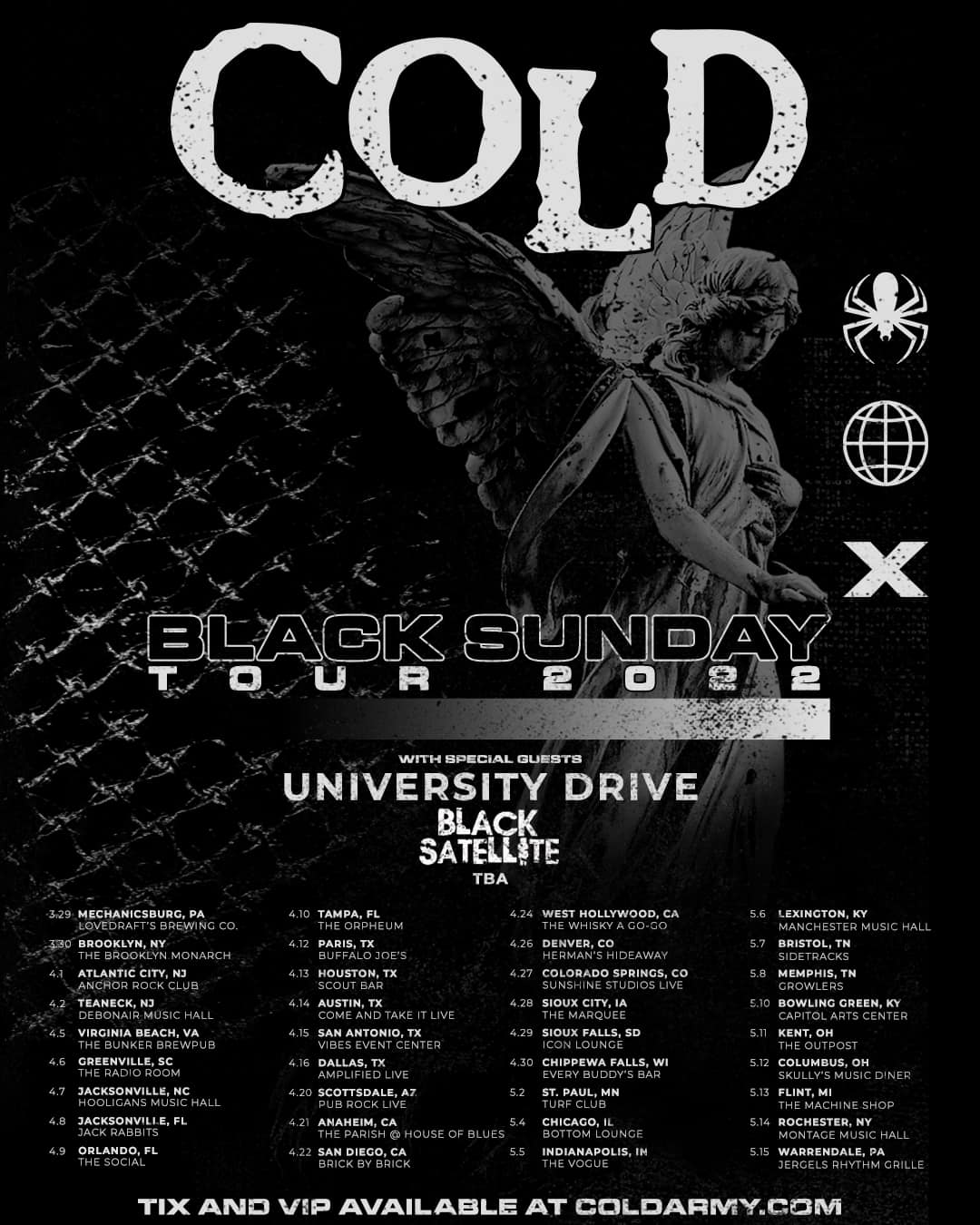 COLD - 2022 Black Sunday Tour Dates