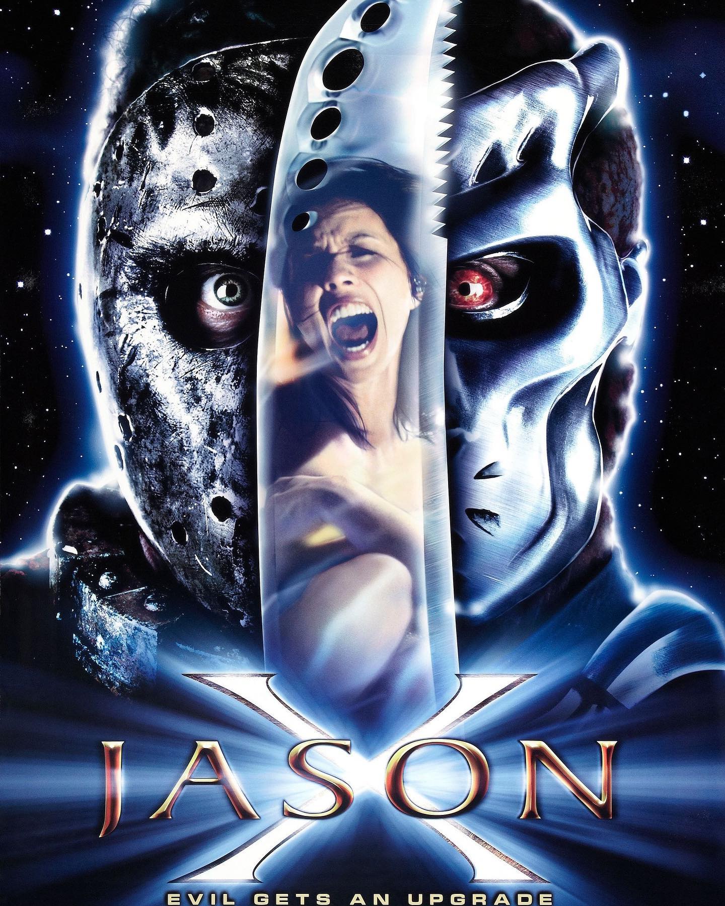 Celebrating 20 years of ‘Jason X’! In the tenth captivating installment in the Friday the 13th franchise, Jason is cryogenically frozen and leaves the planet! He awakens in 2455 after being found by a group of students, whom he subsequently stalks and kills one by one. #JasonX #fridaythe13th #kanehodder #jasonvoorhees #evilgetsanupgrade #horror