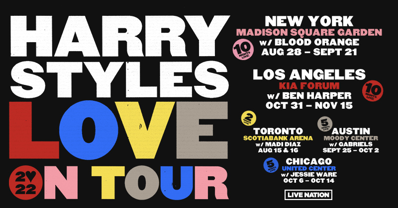 HARRY　TOUR 2016 TURNING TIME AROUND HARRY STYLES Announces 'Love On Tour 2022' Dates - Icon Vs. Icon