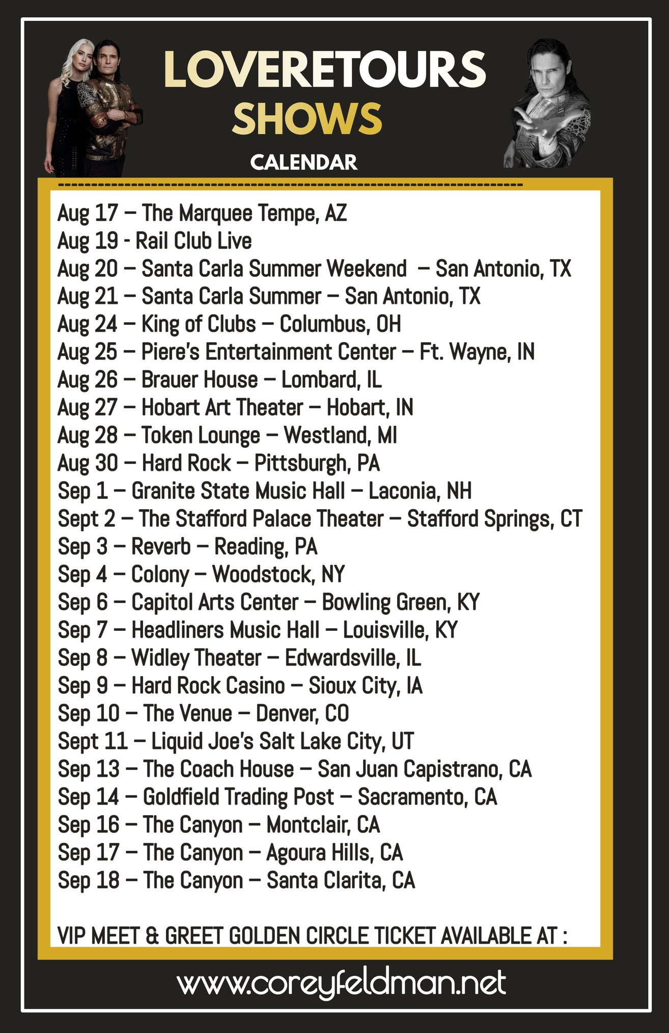 Corey Feldman tour dates 2022