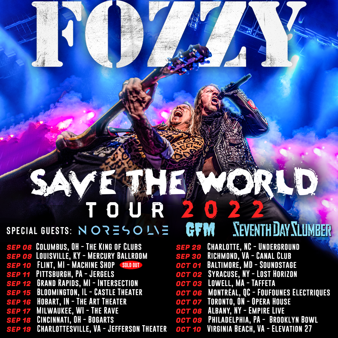 Fozzy Fall Tour Dates 2022