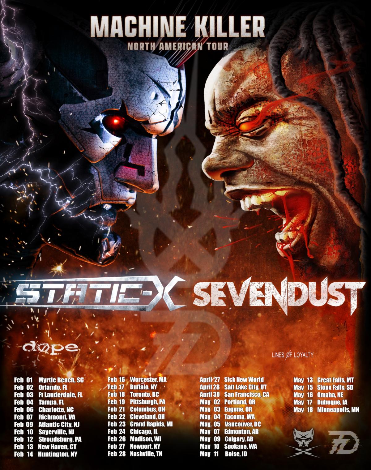 Static-X and Seven Dust Machine Killer Tour 2024